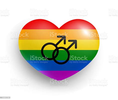 Rainbow Gay Pride Flag Of Heart Shape Glossy Badge Stock Illustration