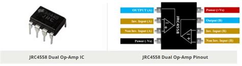 JRC4558 Dual Operational Amplifier Equivalent Pinout