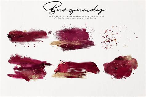 Burgundy Watercolor Splash And Brush Stroke Clipart Artistic Etsy