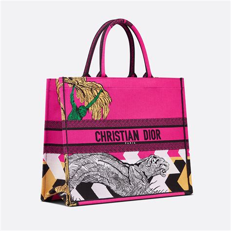 Dior Book Tote D Jungle Pop Motif Canvas Rose Dior Factory Outlet Official Store Affordable