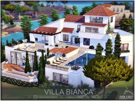 Sims Villa Bianca No Cc Ts Ts Lots Thesims Sims Thesims Lots