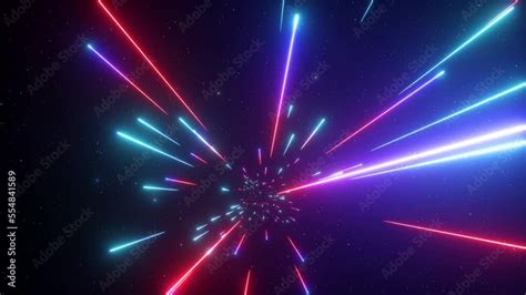 Cycled 3d Animation Abstract Neon Background Flight Forward Through