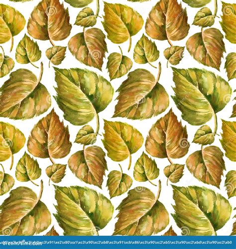 Watercolor Autumn Leaves Seamless Background Texture Pattern For