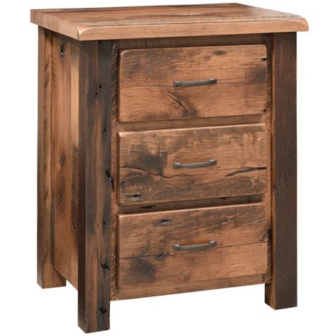 Reclaimed Post Mission Amish Nightstand Barnwood Cabinfield