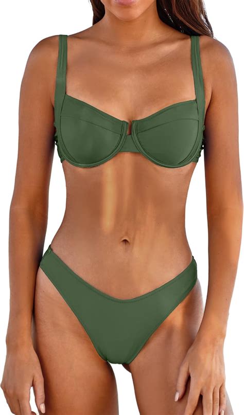 Amazon Jolefille Womens High Cut Bikini Sets Underwire Push Up Top