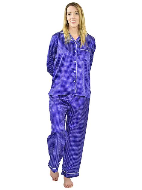 Up2date Fashions Womens Long Button Down Satin Pajamas