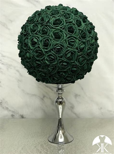 Emerald Green Wedding Centerpiece Dark Green Rose Ball Forest Green