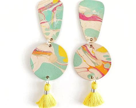 Handpainted Handmade Statement Earrings Di LentilDesigns Su Etsy