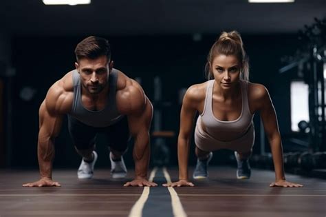 Premium Ai Image Sport Couple Doing Plank Exercise Workout