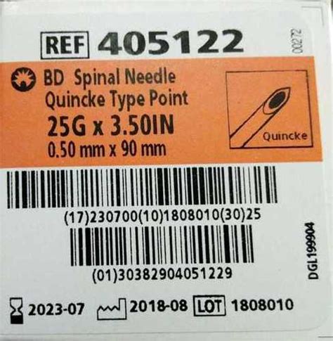 BD Spinal Needle Quincke Type Point 25G Manufacturer Supplier Exporter