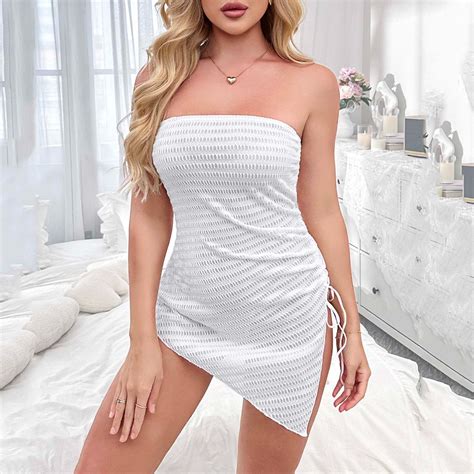 Abomasnow Women S Strapless Nightgown Lingerie Sexy Off The Shoulder Slim Fit Teddy Sheer
