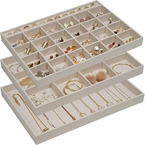 ProCase Set Of 3 Stackable Jewelry Trays Organizer For Drawers