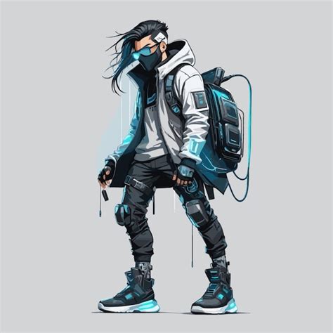 Premium Vector | Cyberpunk hacker vector on white background