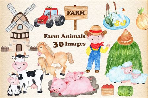 Watercolor Farm Animals at PaintingValley.com | Explore collection of ...