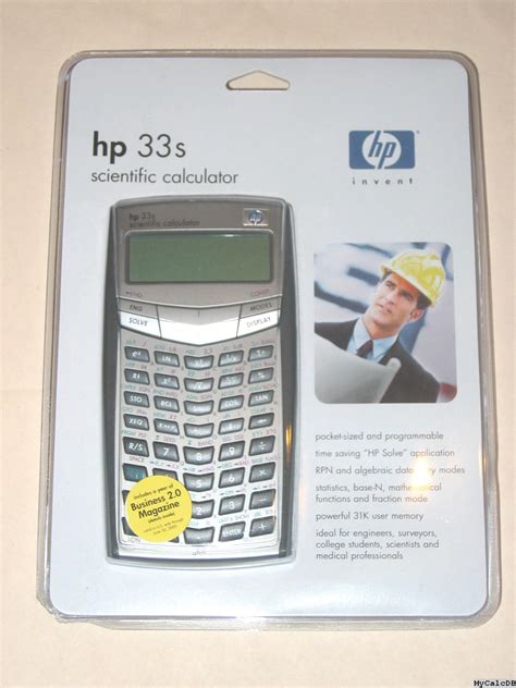 Mycalcdb Calculator Hewlett Packard 33s Aka F2216a