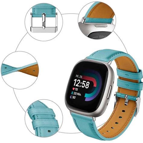 Correa Para Fitbit Versa Cuero Azul Claro