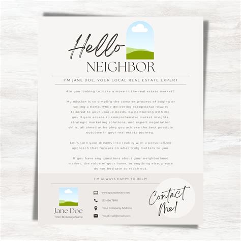 Hello Neighbor Real Estate Farming Letter Real Estate Mailers Realtor