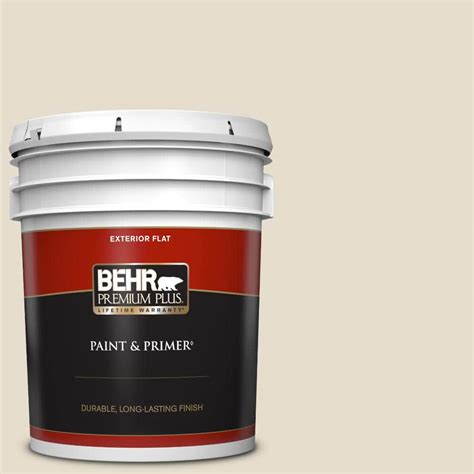 BEHR PREMIUM PLUS 5 Gal MQ3 40 Varnished Ivory Flat Exterior Paint