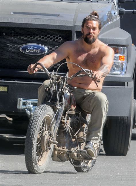 Jason Momoa Goes For Shirtless Motorcycle Ride In Malibu Photos