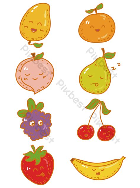 Elementos De Vector De Anime De Fruta De Dibujos Animados Elementos Graficos Plantilla Ai