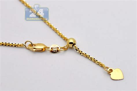 14k Yellow Gold Adjustable Fancy Mesh Link Womens Chain 19 Inches