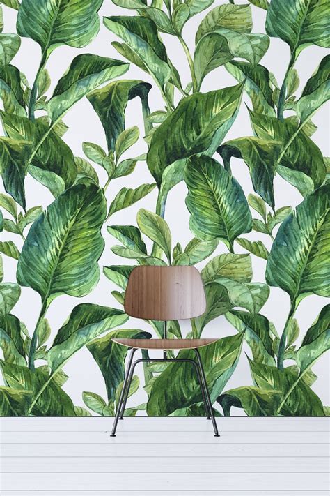 Tropical Pattern Wallpaper Exotic Removable Wallpaper Palm Etsy