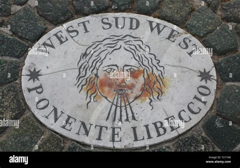 symbol of the wind called Pontete Libeccio in Italian language with the ...