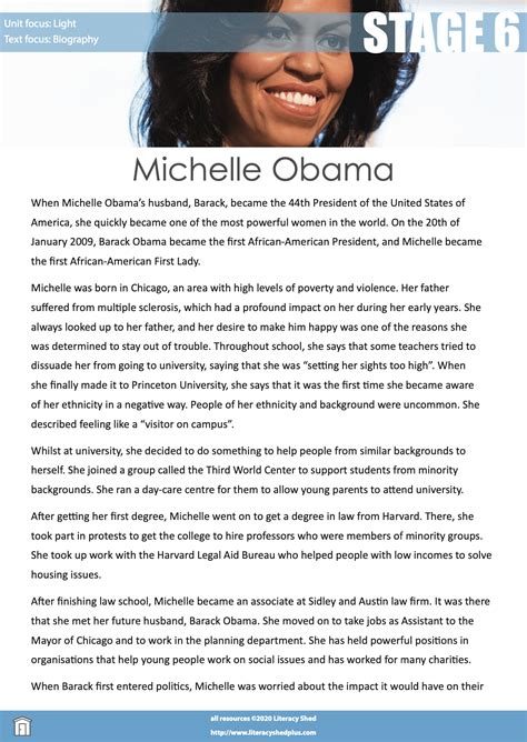 Literacy Shed Plus - LitShed Resource // Michelle Obama Stage 6 comp