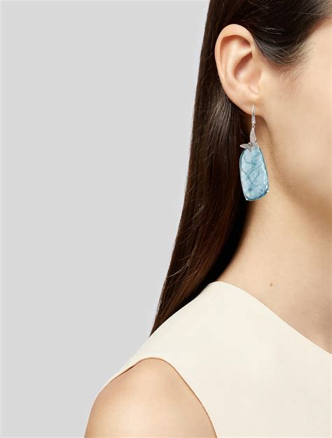 Rina Limor K Aquamarine Diamond Drop Earrings K White Gold Drop