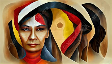 Indigenous Woman Portrait Over Abstract Background Indigenous Woman