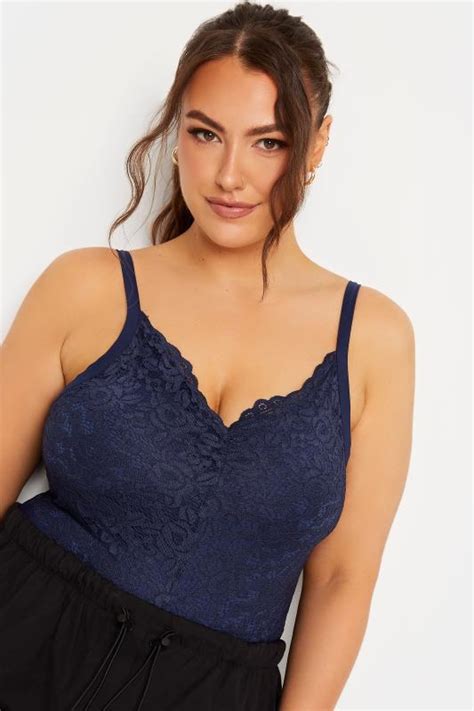 Limited Collection Plus Size Navy Blue Lace Bodysuit Yours Clothing