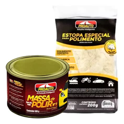 Kit Polimento Massa De Polir N2 Estopa Algodão Tira Riscos