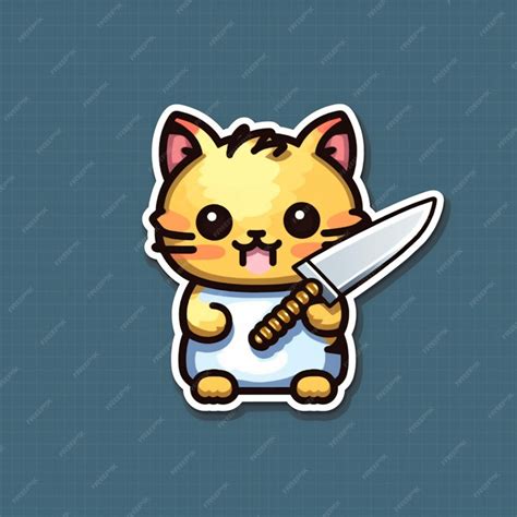 Premium Ai Image Cartoon Cat Holding A Knife And Wearing A White