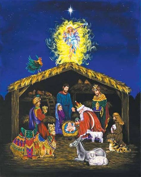 Santa Nativity Scene Nativity Painting Santa Painting - Etsy