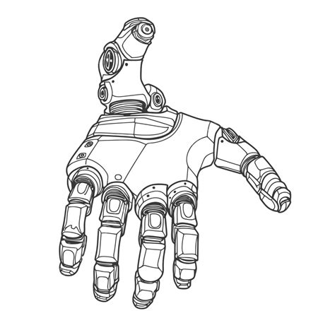 黑白輪廓素描中的機械手圖像 向量 機器人手臂繪圖 機器人手臂輪廓 機器人手臂素描向量圖案素材免費下載PNGEPS和AI素材下載