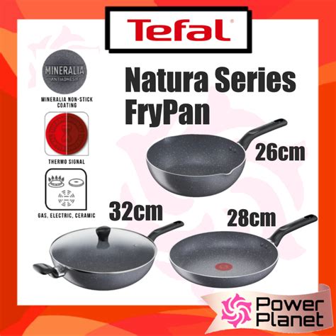 Tefal Natura Deep Frypan 26cm B2266595 Natura Wokpan With Lid 32cm