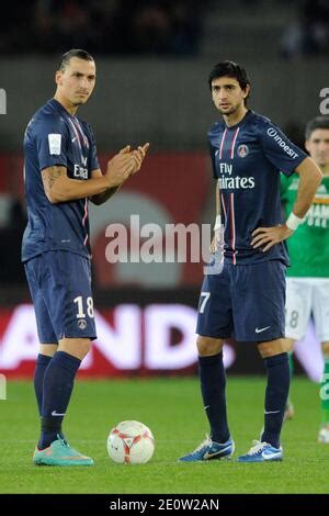 PSGs Zlatan Ibrahimovic Javier Pastore Adrien Rabiot And Edinson