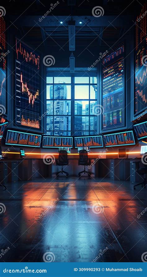 Modern Trading Floor Features Numerous Screens for Stock Market ...