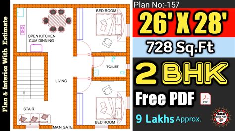 26 X 28 HOUSE PLANS || 26 X 28 HOUSE DESIGN || PLAN NO :- 157