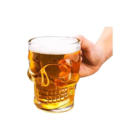 Caneca P Chopp E Cerveja Vidro Caveira Rock Style Ml Lyor