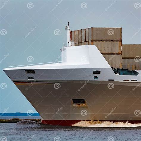 Grey Container Ship Underway Stock Photo Image Of Delivering Europe