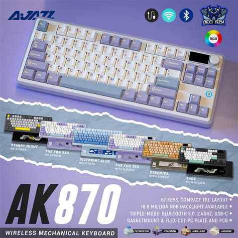 Jual Ajazz AK870 AK 870 Wireless Mechanical Gaming Keyboard Gasket Mount Hot Swap OLED Screen