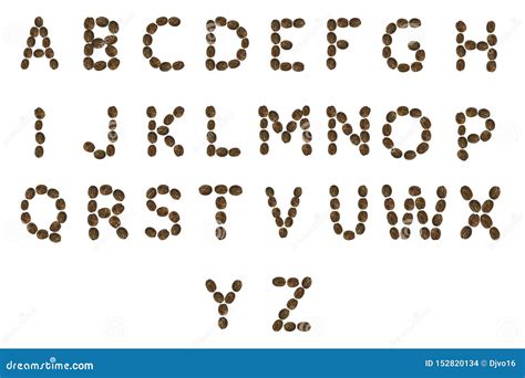 Coffee Font Alphabet Concept Isolated On White Background Top View