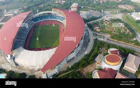 Aerial View The Largest Stadium Of Bekasi From Drone Indonesia With