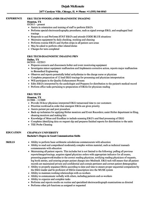 Ekg Tech Resume Samples Velvet Jobs