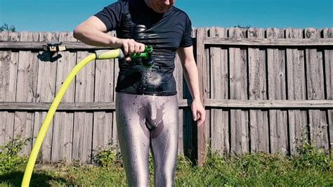 Man Gets Wet In Shiny Spandex Tights With Hose After Workout At Gym Pornhub Gay