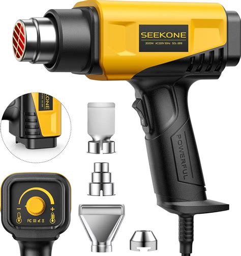 Seekone Heat Gun W Hot Air Gun With Adjustable Temperature And Dual Air Flow Heat
