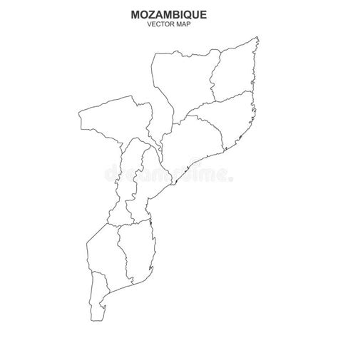 Mapa Político De Moçambique Isolado Em Fundo Branco Ilustração do Vetor