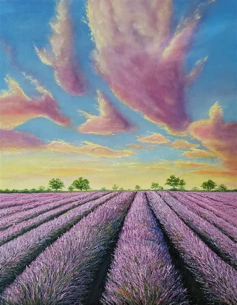 Lavender field Painting | Bright paintings, Original landscape painting ...