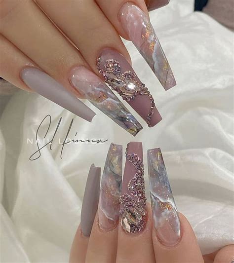 40 Sparkling Nail Designs For New Year The Glossychic Nails Design With Rhinestones Coffin